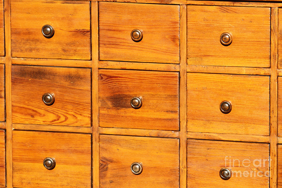 Antique Chest Of Drawers In Solid Wood With Brass Knobs On Sale Photograph