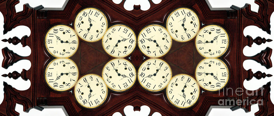 Antique Clock Abstract . horizontal Photograph by Renee Trenholm
