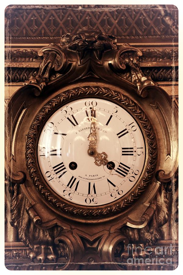 Antique Clock in Sepia Photograph by Carol Groenen