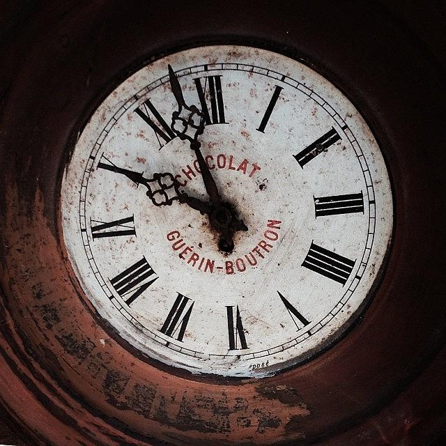 Chocolate Still Life Photograph - #antique #clock#brocante by Susan Findlay