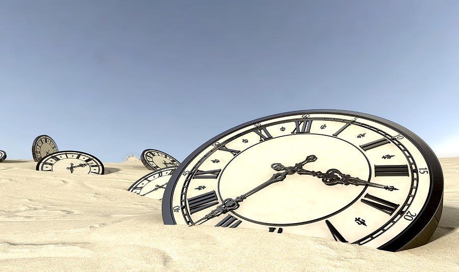 Clock Digital Art - Antique Clocks In Desert Sand by Allan Swart