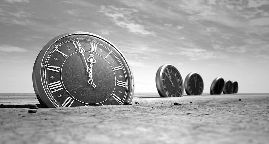 Clock Digital Art - Antique Clocks In The Desert Sand by Allan Swart