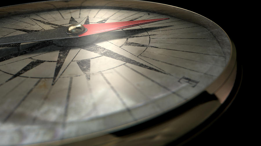 Device Digital Art - Antique Compass Closeup by Allan Swart