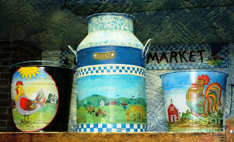 Antique Dairy Milk Can And Pails Photograph by Judy Palkimas