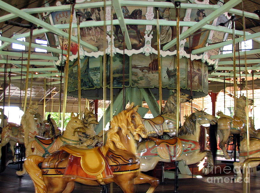 Antique Dentzel Menagerie Carousel In Rochester New York Photograph