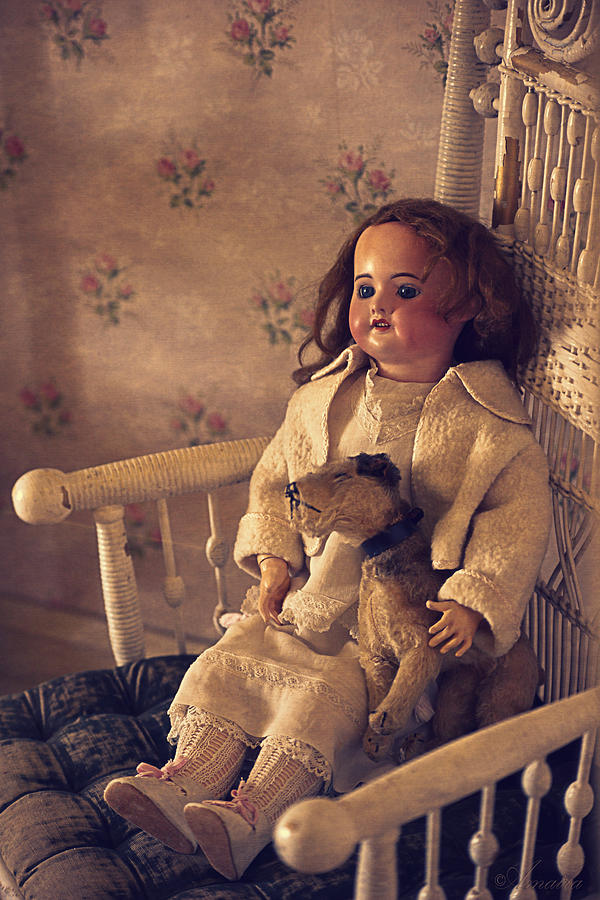 Antique Doll With A Puppy Photograph by Maria Angelica Maira