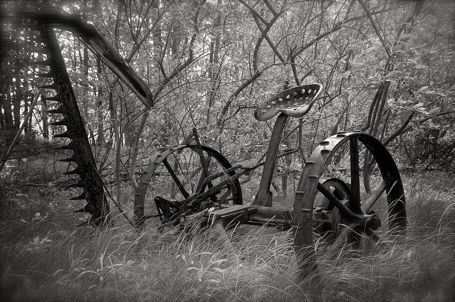Black And White Photograph - Antique Field Mower by Mary Lee Dereske