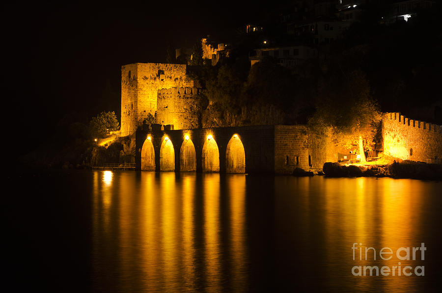 Antique Fortress in Alanya at Night Photograph by Jelena Jovanovic