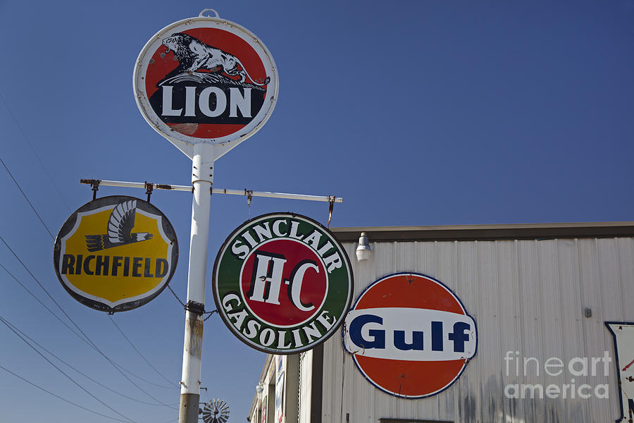 Antique Gas Station Signs Photograph by Jim West