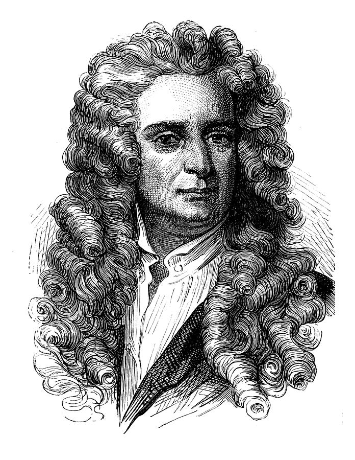 Antique illustration of scientist: Newton Drawing by Ilbusca