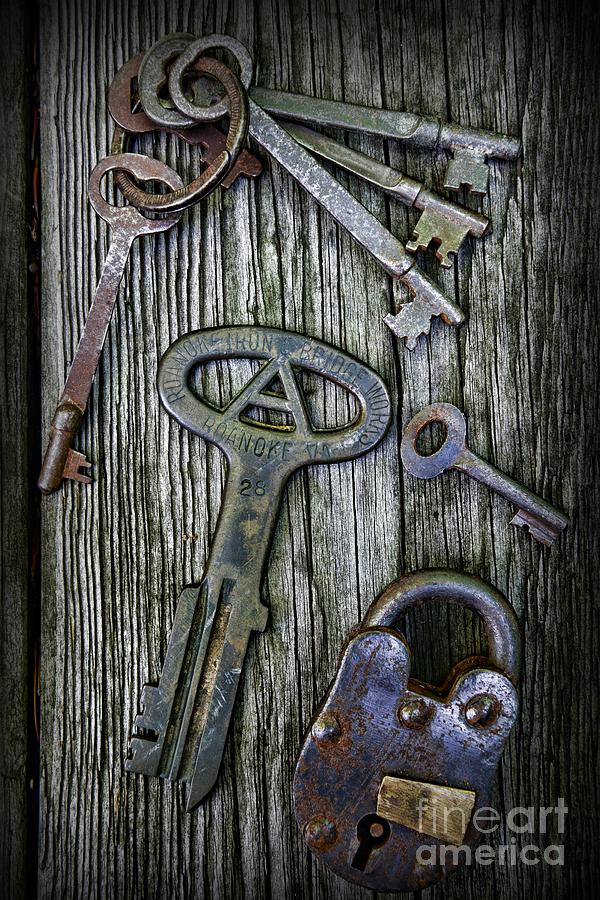 Antique Keys and Padlock Photograph by Paul Ward