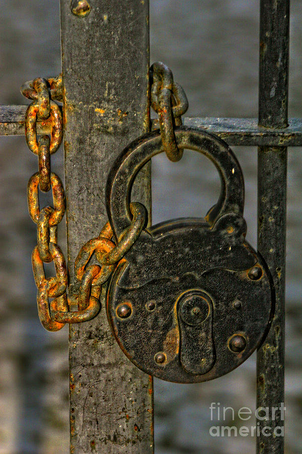 Antique Lock and Chain Photograph by Timothy Hacker