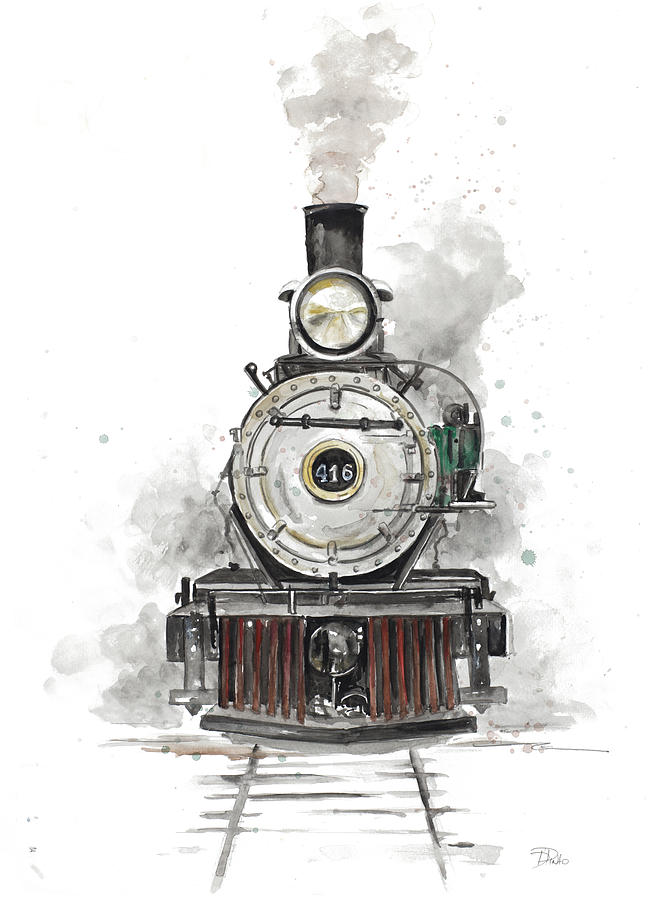 Transportation Painting - Antique Locomotive by Patricia Pinto