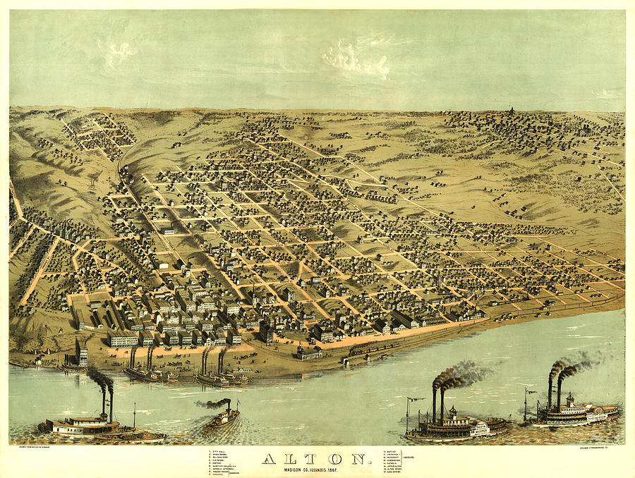 Antique Map of Alton Illinois in 1867 Photograph by Chris Hodgson ...