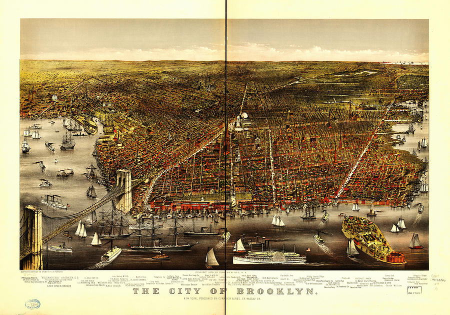 Antique Map Of Brooklyn Painting By Celestial Images - Fine Art America