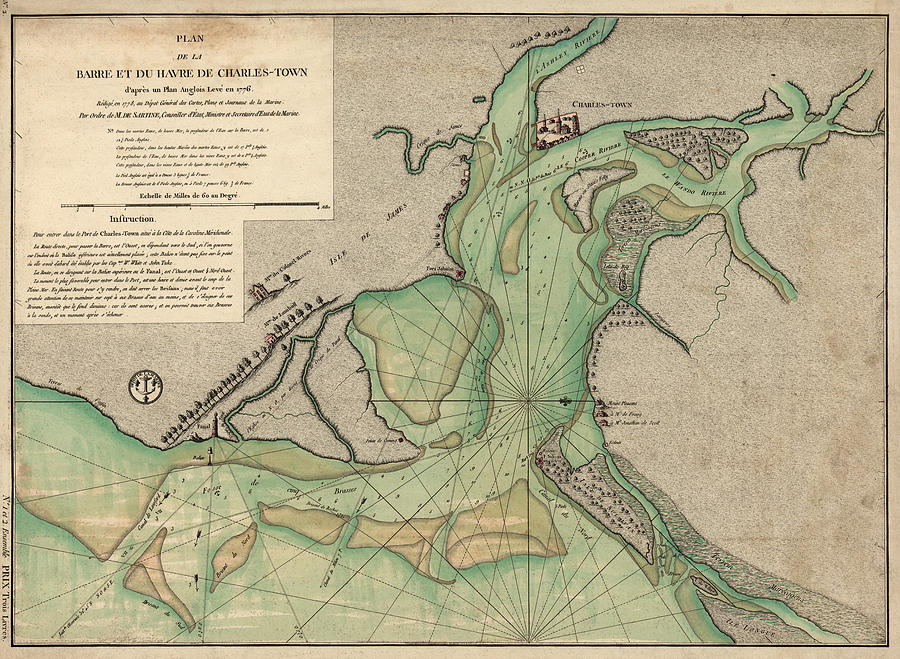 Antique Map Of Charleston Harbor South Carolina Drawing By Blue Monocle Fine Art America