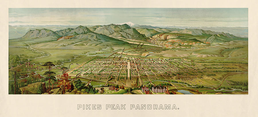 Colorado Springs Drawing - Antique Map of Colorado Springs by H. Wellge - 1890 by Blue Monocle