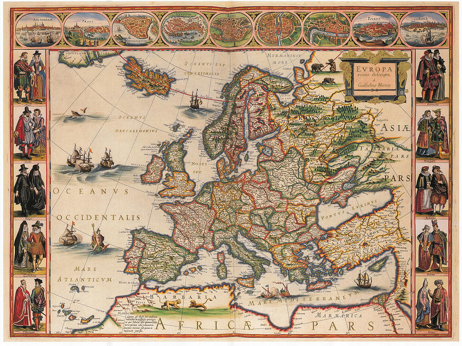 Antique Map of Europa 1630 Drawing by Mountain Dreams - Fine Art America