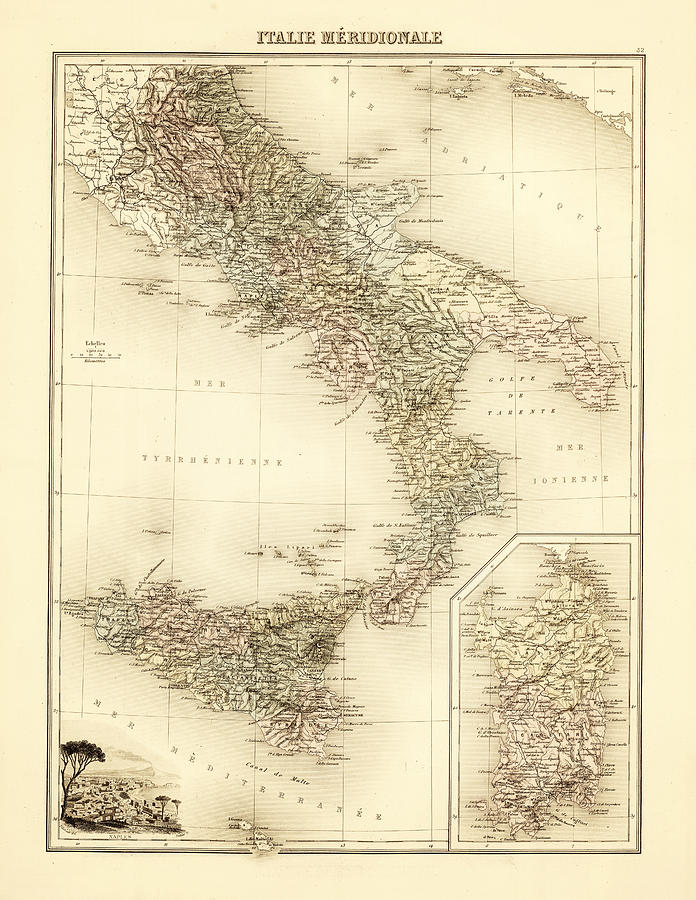 Antique Map of Italy 1800s Photograph by Roberto Adrian - Pixels