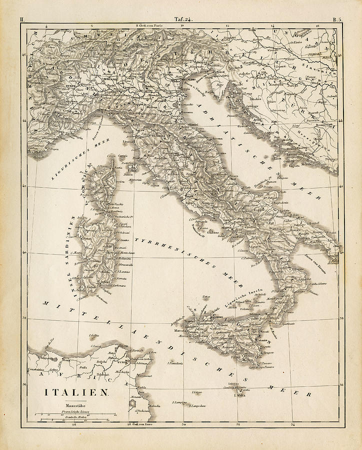 Antique Map of Italy Photograph by Roberto Adrian | Fine Art America