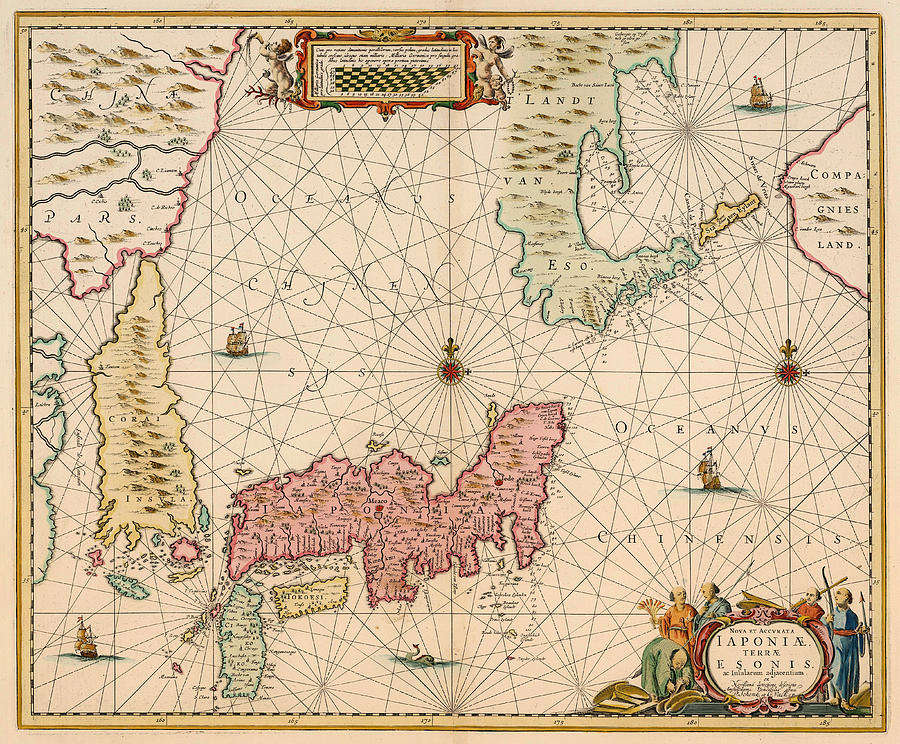 Map Drawing - Antique Map of Japan 1643 by Mountain Dreams
