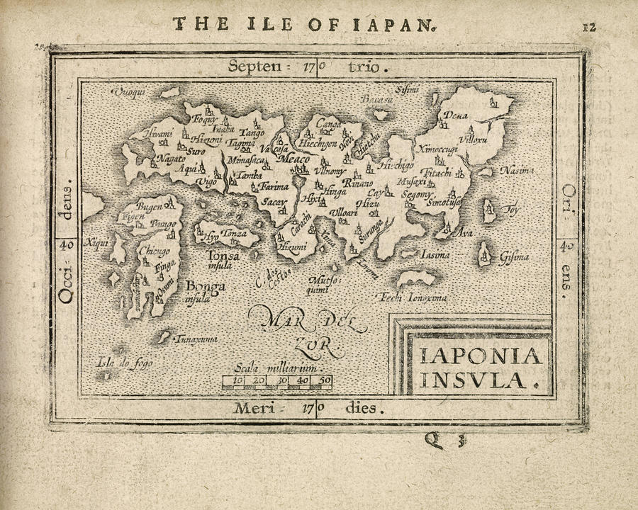 Antique Map of Japan by Abraham Ortelius - 1603 Drawing by Blue Monocle