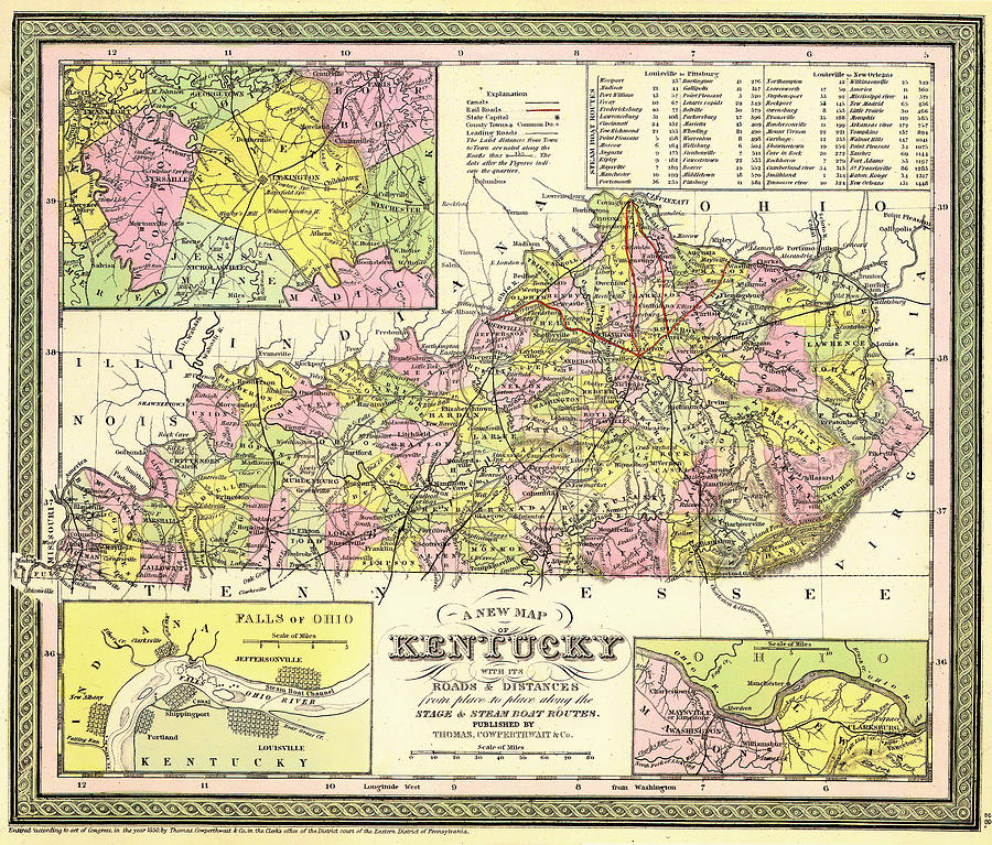 Antique Map Of Kentucky 1850 Drawing By Mountain Dreams Fine Art America   Antique Map Of Kentucky 1850 Mountain Dreams 