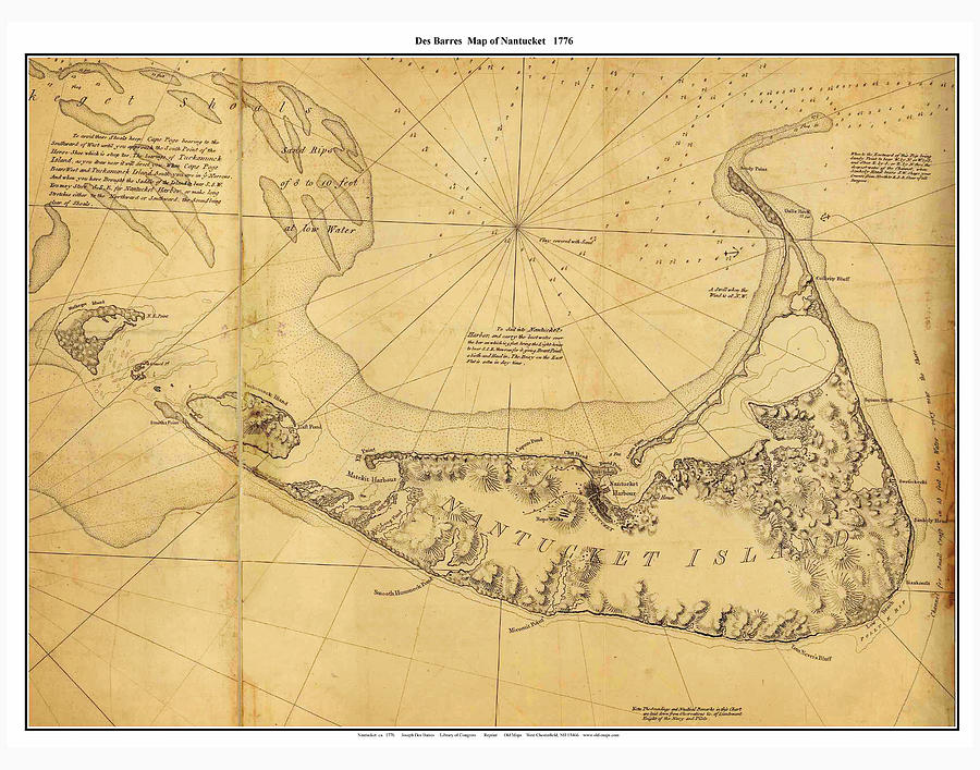 Antique Map of Nantucket Painting by Celestial Images