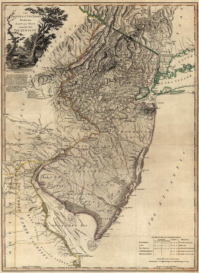 Antique Map of New Jersey by William Faden - 1778 Drawing by Blue Monocle