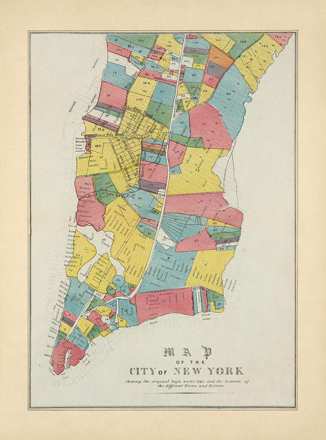 Antique Map of New York City by George Hayward - 1852 Drawing by Blue Monocle