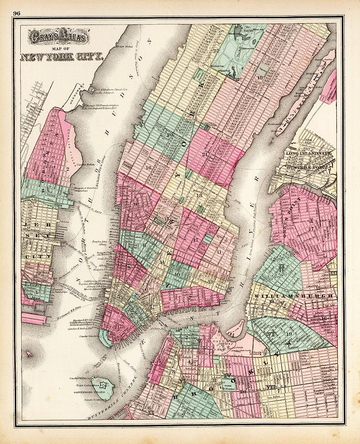 Currier And Ives Painting - Antique Map Of New York City by Celestial Images