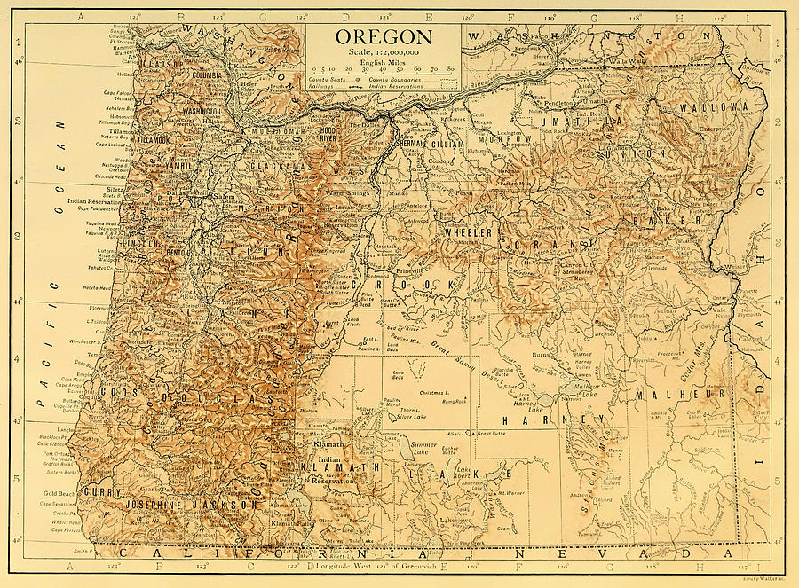 Antique Map of Oregon 1911 Drawing by Mountain Dreams