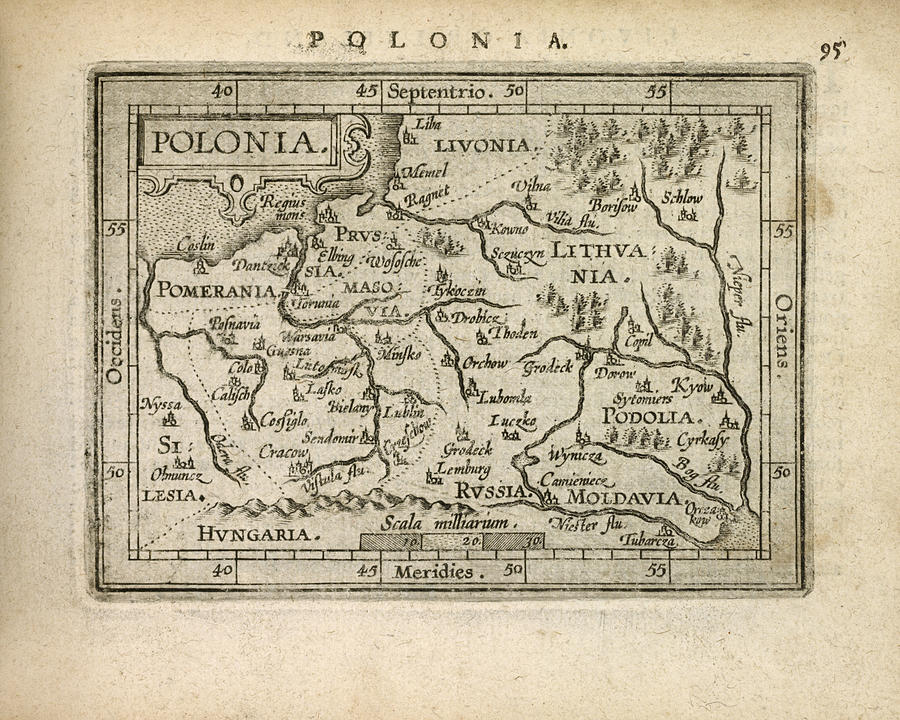 Antique Map of Poland by Abraham Ortelius - 1603 Drawing by Blue Monocle