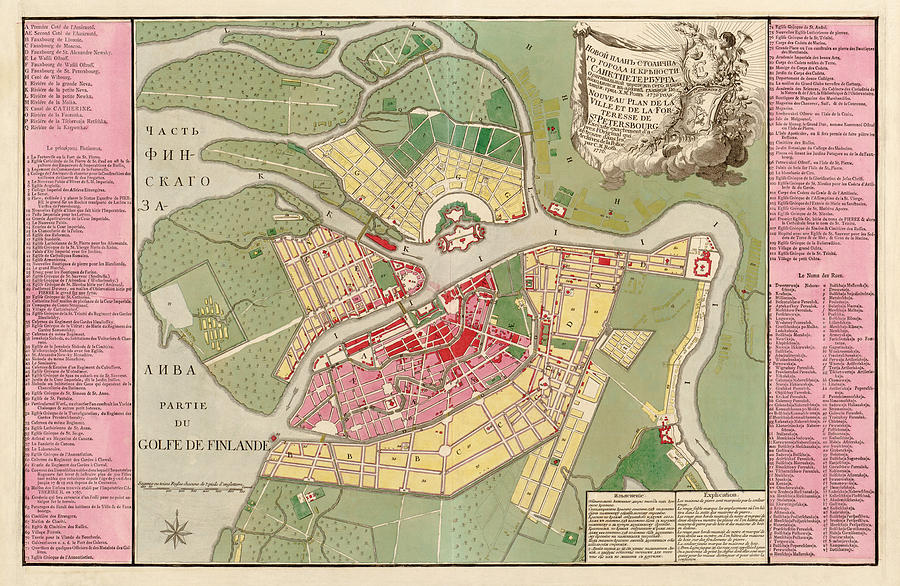 Antique Map of Saint Petersburg Russia by Christoph Melchior Roth - 1776 Drawing by Blue Monocle
