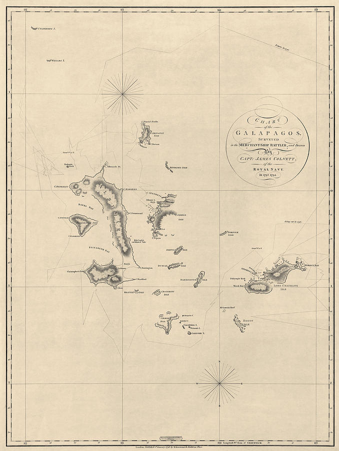 Antique Map Of The Galapagos Islands By James Colnett ...