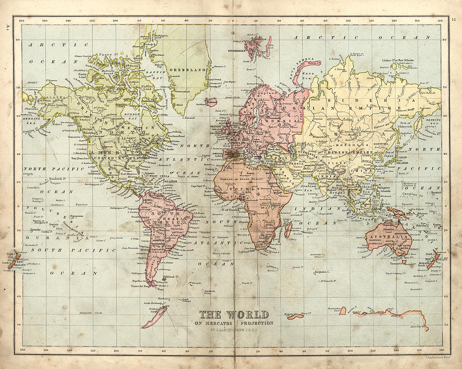Antique map of the world, 1873 Drawing by Duncan1890