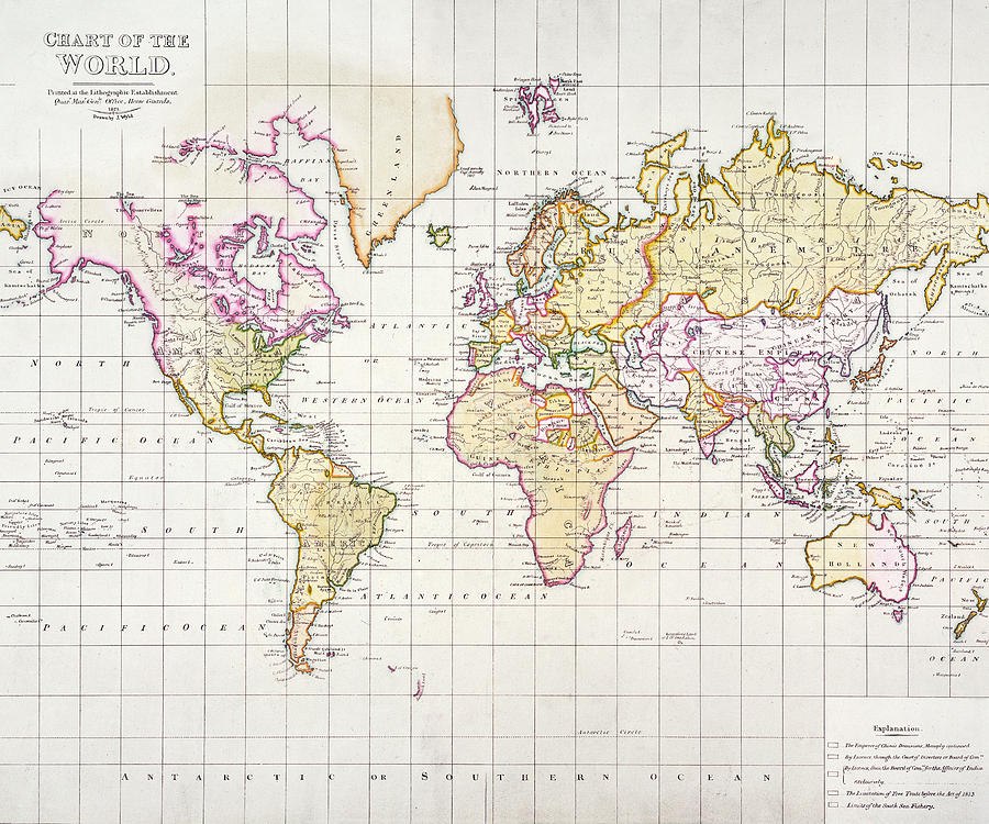 Map Painting - Antique Map Of The World by James The Elder Wyld