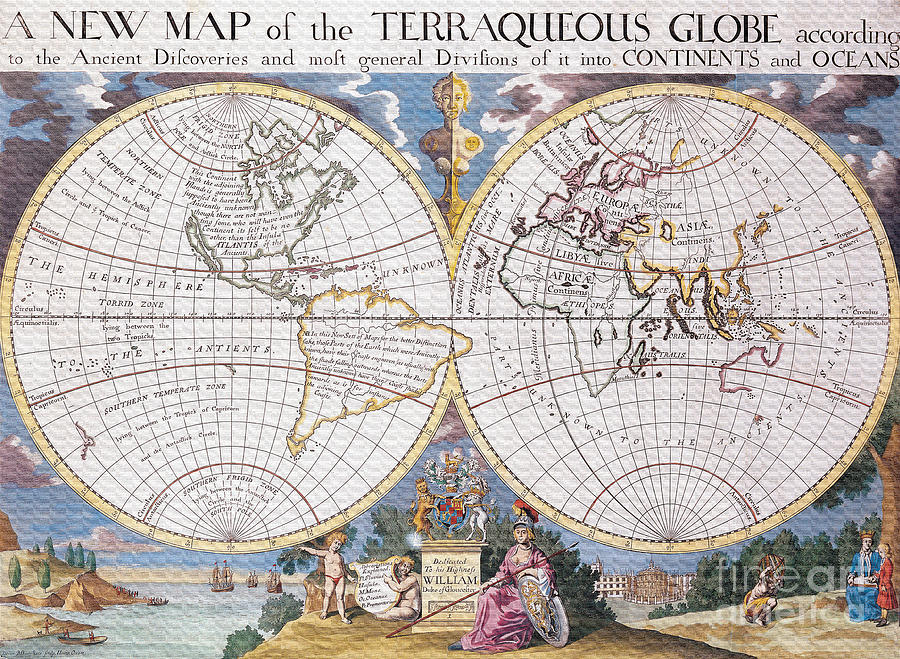 Antique map Terraqueous Globe Digital Art by Vintage Collectables
