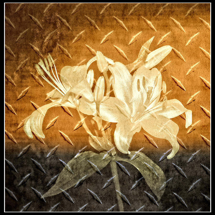 Abstract Photograph - Antique Metallic Flowers by Carolyn Marshall