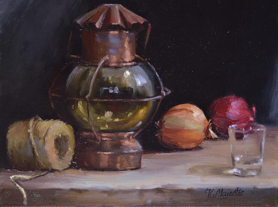 Antique Old Lantern and Onions Painting by Viktoria K Majestic