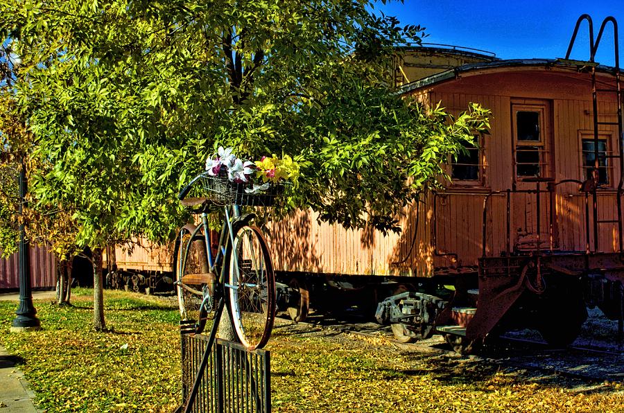Antique Railroad Caboose and Bike Rack Photograph by Tim McCullough