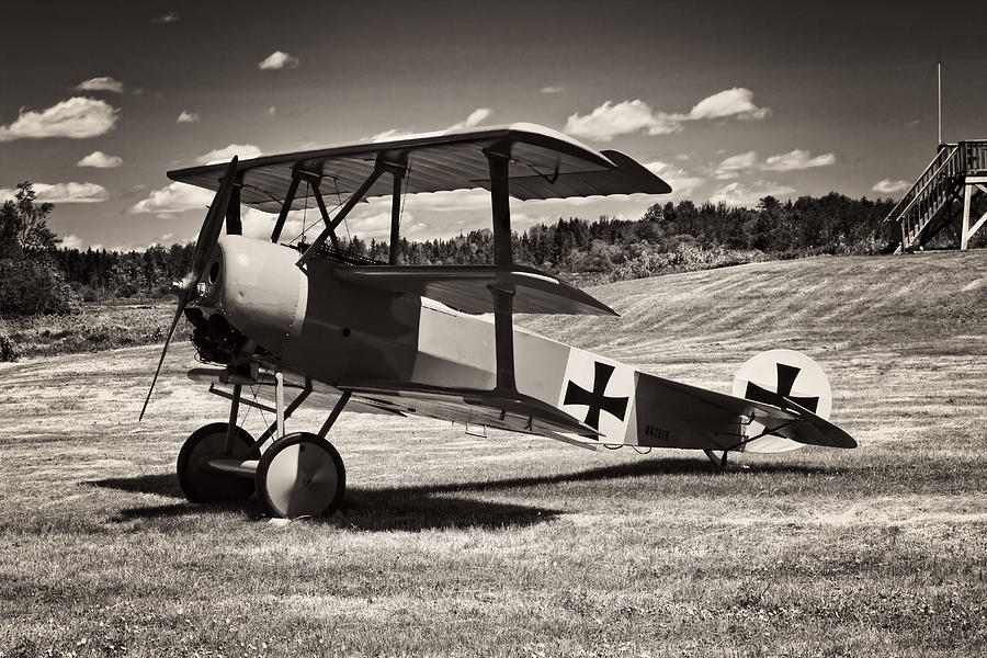 Black And White Photograph - Antique Red Barron Fokker Dr.1 Triplane by Keith Webber Jr
