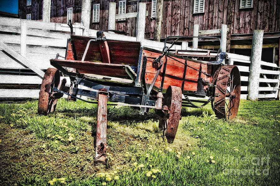 Antique Red Farm Wagon Photograph by Timothy Hacker