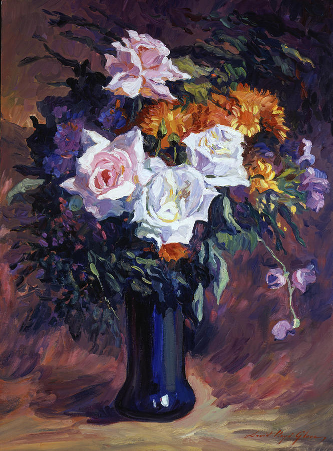 Still Life Painting - Antique Roses by David Lloyd Glover