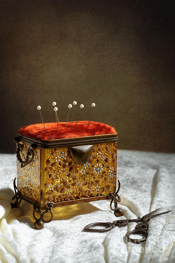 Scissor Photograph - Antique Sewing Casket by Amanda Elwell