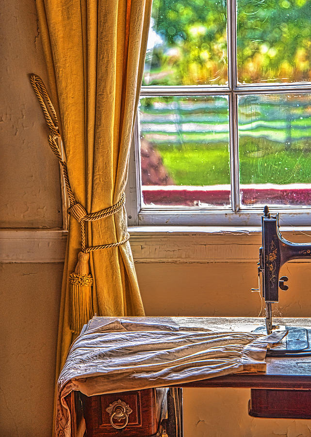 Antique Sewing Machine By Window Photograph by Gary Slawsky
