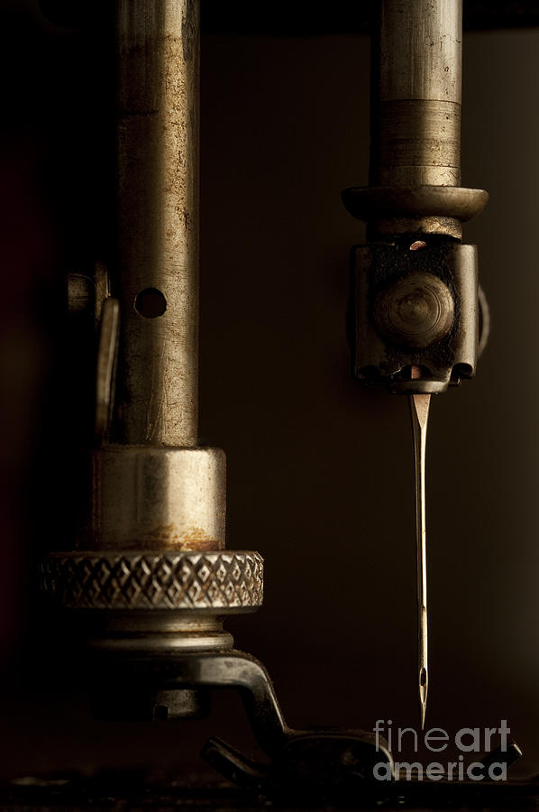 Antique sewing machine close up of needle Photograph by Jim Corwin