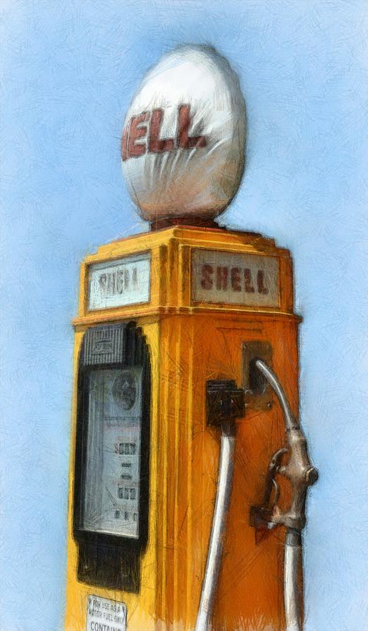 Antique Shell Gas Pump Photograph by Michelle Calkins