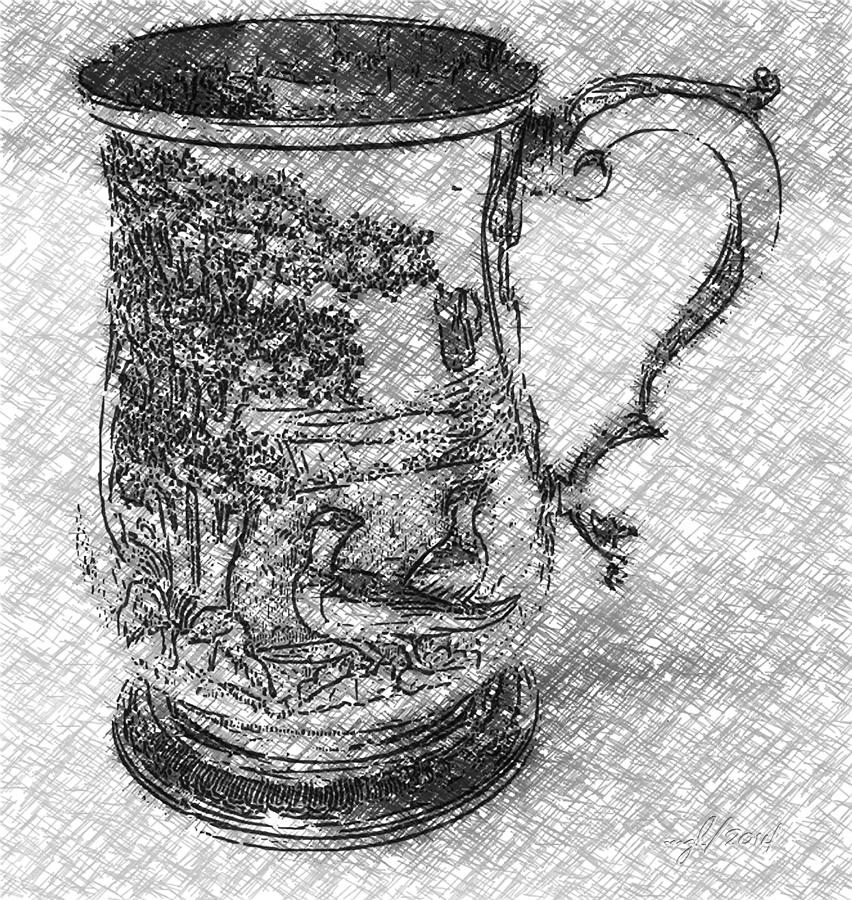 Antique Silver Mug Drawing by Maciek Froncisz
