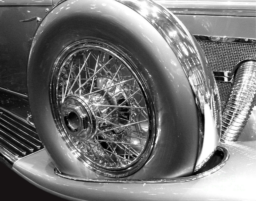 Vintage Photograph - Antique Spare Tire by Cheryl Del Toro
